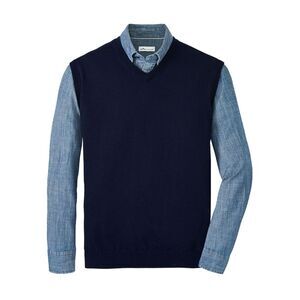 NWT Peter Millar Autumn Crest V-Neck Pullover Sweater Vest Navy Blue MEDIUM